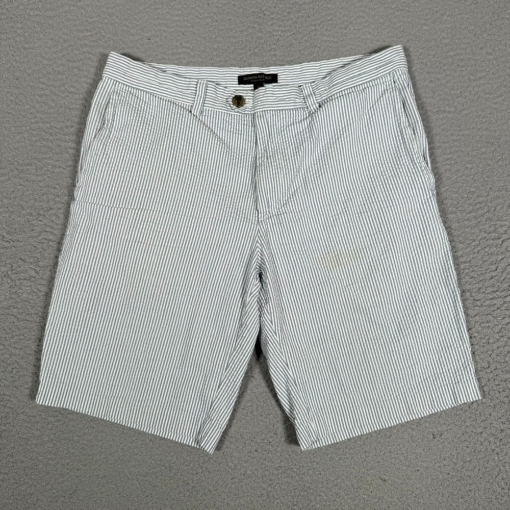Banana Republic Shorts Mens 31 Blue Striped Seersucker 100% Cotton Casual Preppy - Picture 1 of 12